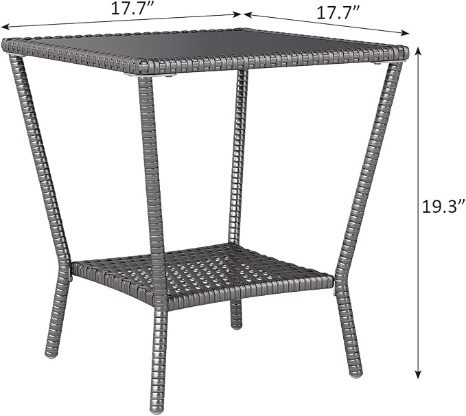 Outdoor Small Patio Table - PE Rattan Coffee Table, Wicker Side Table for Patio, Balcony & Porch, Durable & Iron Frame (1, Black Brown)