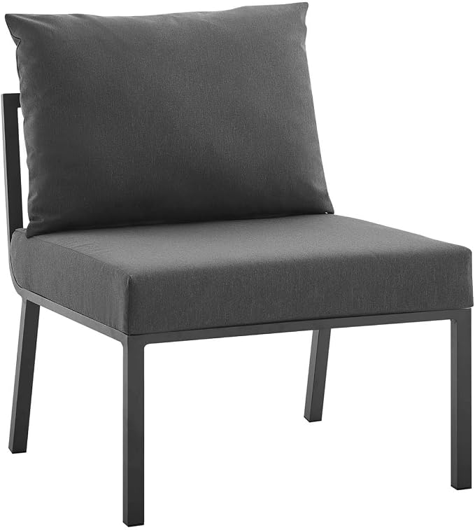 Modway Riverside 5 Piece Outdoor Patio Aluminum Set in Gray Charcoal
