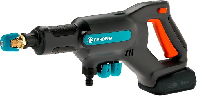 GARDENA Idropulitrice AquaClean 24/18V P4A Set pronto all’uso: idropulitrice a batteria per esterno, 3 livelli di pulizia, pressione max. 24 bar, incl. batteria + caricabatterie (14800-20)