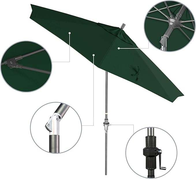 California Umbrella Crank Lift, Collar Tilt, Aluminum Pole