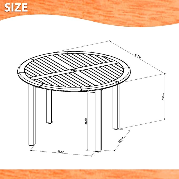 Amazonia Adelaide Eucalyptus Patio Dining Set | Teak Finish | Durable and Ideal for Outdoors, Round 5-Piece