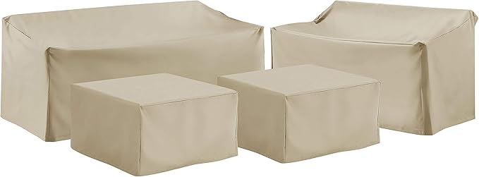 Crosley Furniture Patio Furniture Covers, Waterproof 4-Piece Cover Set for Outdoor Sectional Sofa Sets, Tan