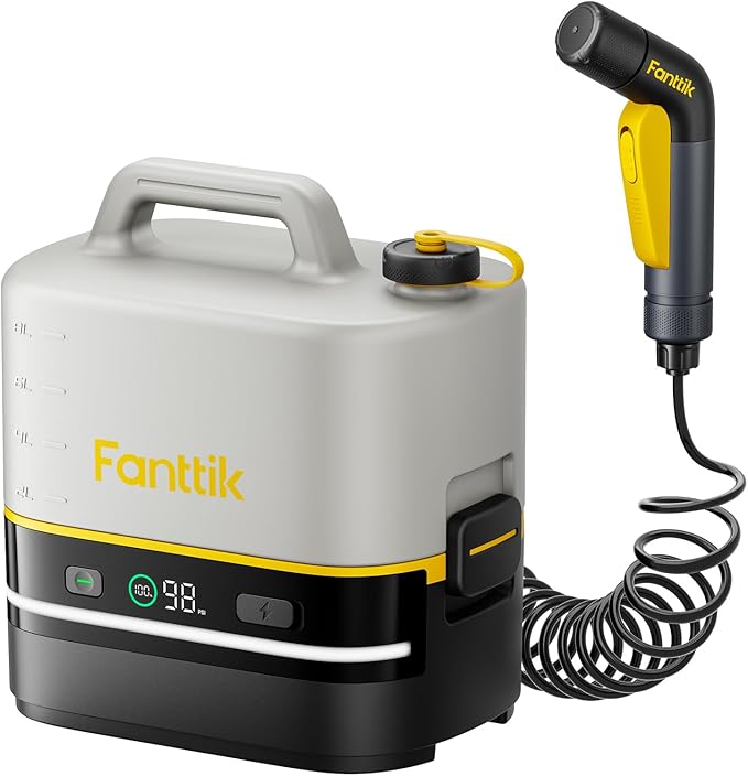 Fanttik NB10 Nano Portable Cordless Electric Sprayer w/2.1Gal Tank, HD LED Display, 4000mAh Lithium Battery, with Camping Light, Portable Washer for Light Cleaning in Home, Patio and Camping
