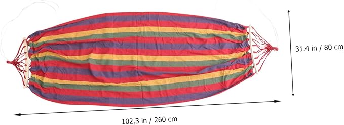 Ciieeo Canvas Single Person Hammock with Anti-tip Design, Rainbow Striped Outdoor Swing for Travel, Camping, and Backyard Leisure