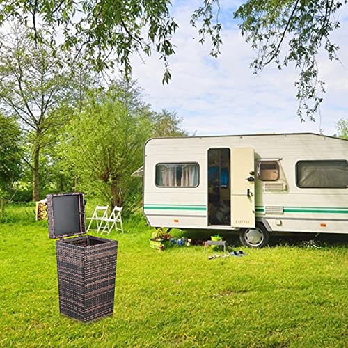 41 X 41 X 81.5cm Rattan Outdoor Garbage Anti-UV Outdoor Resin Wicker Trash Garbage Can Rubbish Bin 26.7 Coupons Gallon