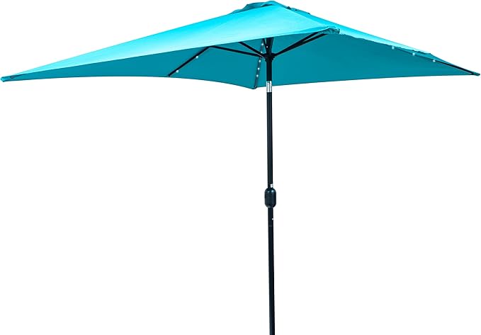 Trademark Innovations Rectangular Solar Powered LED Lighted Patio Umbrella - 10' x 6.5' (Peacock)