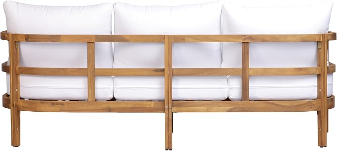 Christopher Knight Home Molly 5-Piece Patio Furniture Set, Solid Wood Outdoor Conversation Set with Coffee Table, Outdoor Sofa Set with Loveseat, Club Chairs And 3-Seater Sofa for Backyard, Teak+White