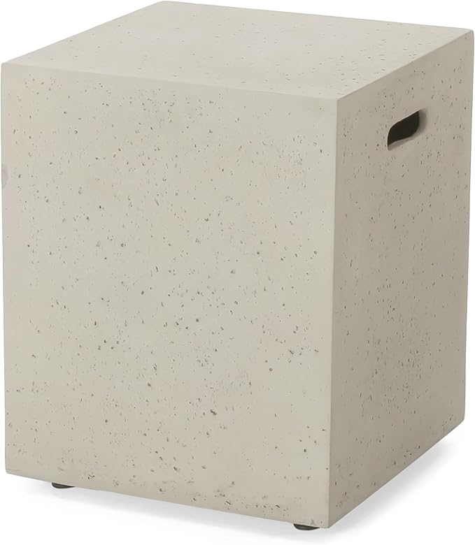Aidan Outdoor Tank Holder Side Table - Lightweight Concrete - Light Gray