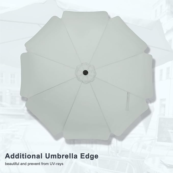 MASTERCANOPY 9ft Patio Umbrella with Valance, Crank and Tilt – 8 Ribs Outdoor Market Umbrella, UV/Fade Resistant, Waterproof Canopy with Wind Vent for Garden, Deck, Backyard, Pool (Light Gray)