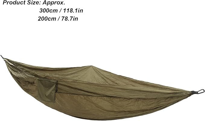 Double Hammock 210T Nylon Camping Swing, Outdoor Indoor Hanging Bed for 2 Person, Lightweight Portable Hammock with Carabiner Steel Buckle for Camping Hiking Backyard (Olive Drab)