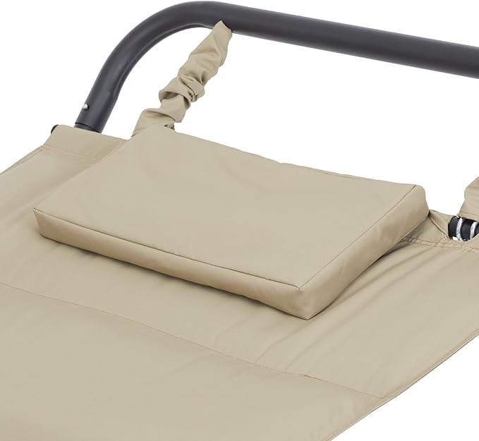 SEDLAV Belden Park Polyester Hammock with Stand and Pillow, 90.55" L x 38" W x 32" H (Beige)