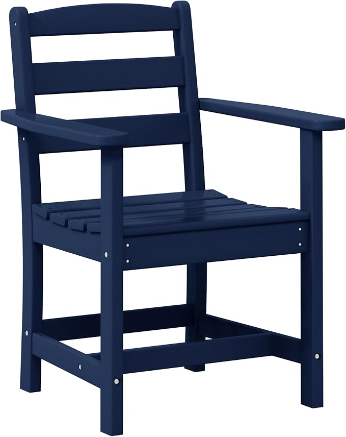 WestinTrends Ashore Outdoor HDPE Patio Classic Dining Arm Chair, Navy Blue
