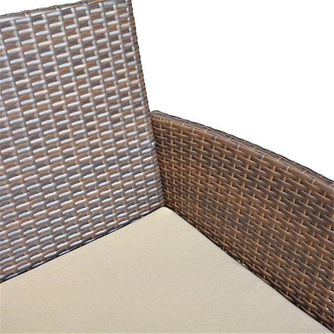 Jeco Conor 4PC Steel Esprsso Resin Wicker Patio Conversation Set with Tan Cushion