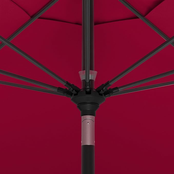 California Umbrella 11Ft Sunbrella Patio Umbrella, Fiberglass Ribs, Hand-Crank, Tilt-Collar, Black Frame, Jockey Red Fabric