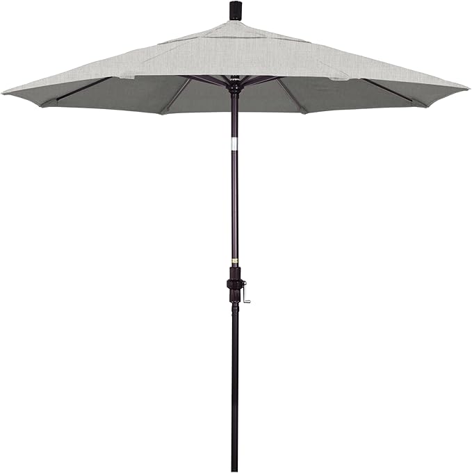 California Umbrella 7.5' Rd. Aluminum Patio Umbrella, Crank Lift, Collar Tilt, Bronze Pole