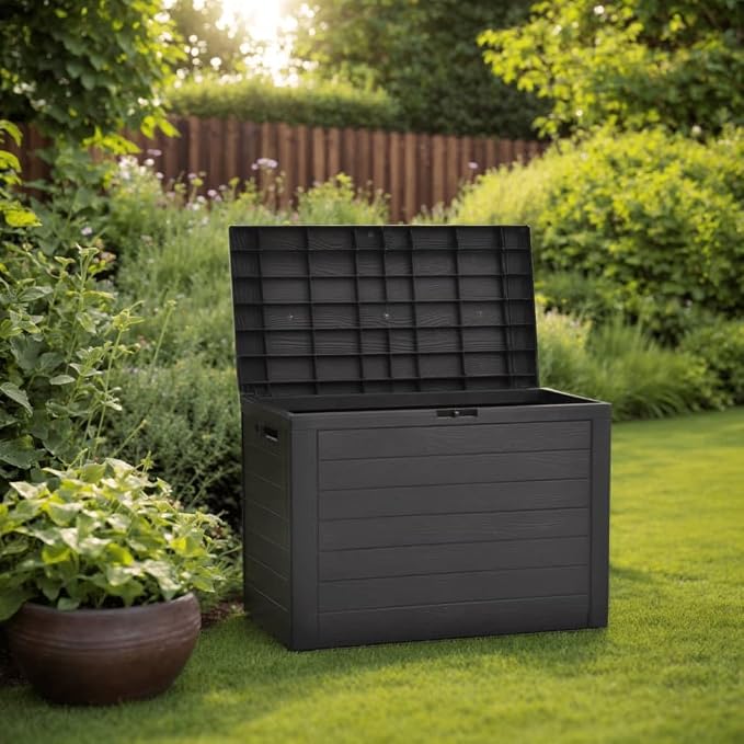 Patio Storage Box Waterproof Outdoor Furniture - 50 Gallon Garden Boxes Container for Cushions, Pillows - Weatherproof Deck Box for Patio, Backyard, Table