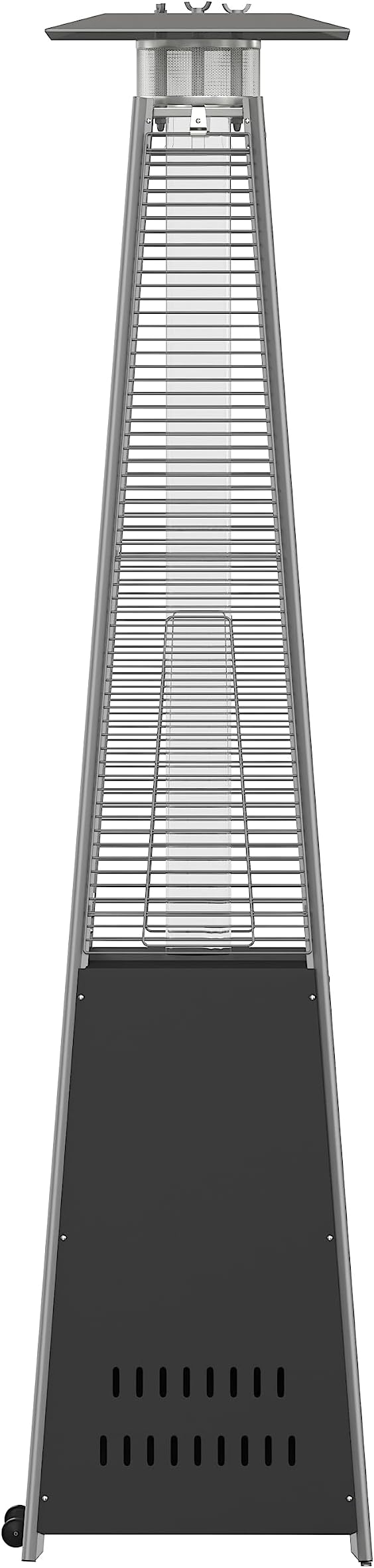 Flash Furniture Outdoor Patio Heater with Wheels - Black - 42,000 BTU - 7.5 Feet Tall - Stainless Steel - For Residential and Commercial Use