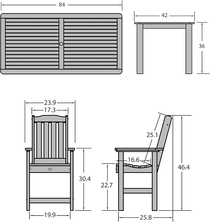 Highwood AD-ST7LH2CO5BA-FBE Lehigh 7pc Rectangular Counter Height Dining Set 84" x 42", Federal Blue