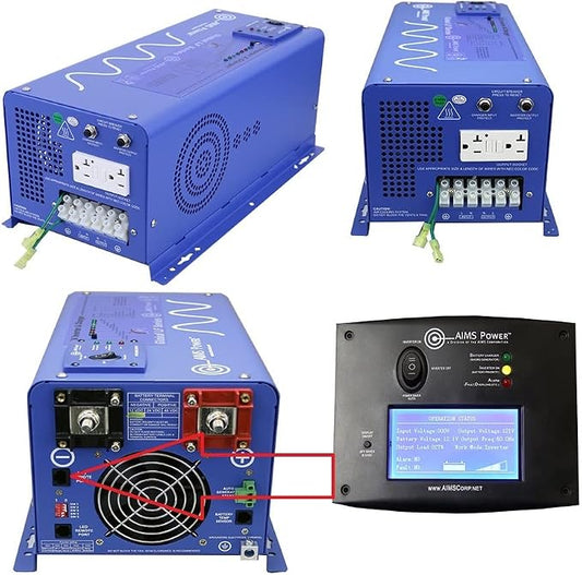 AIMS 1000W 12V Pure Sine Inverter Kit w/Remote