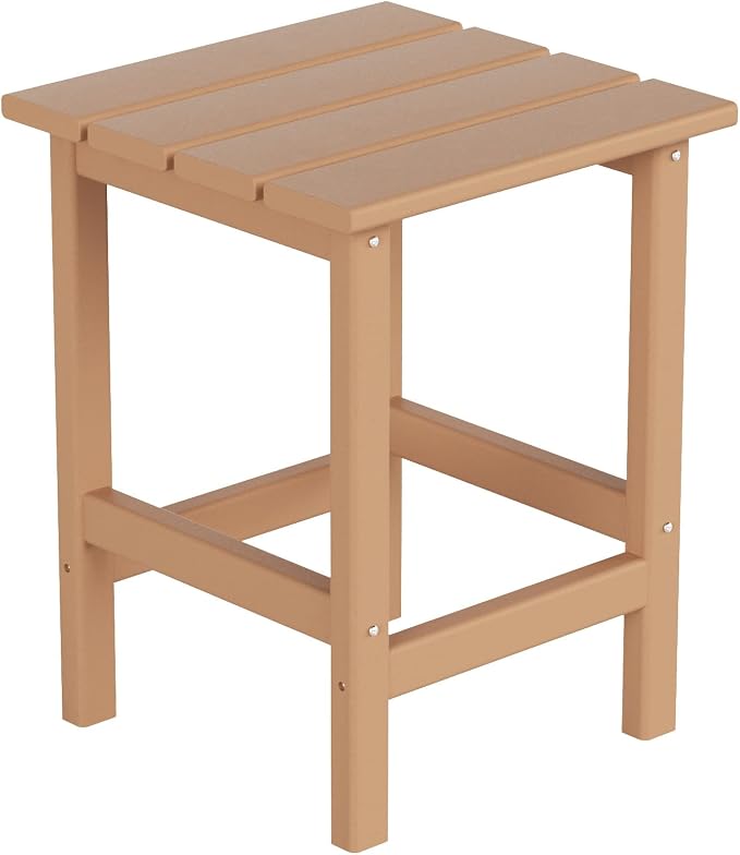 WO Home Furniture HDPE 2pcs Side and 1pc Coffee Table for Adirondack Chair, Weather and UV Resistant for Outdoor, Patio, Backyard, Porch, Garden, Teak