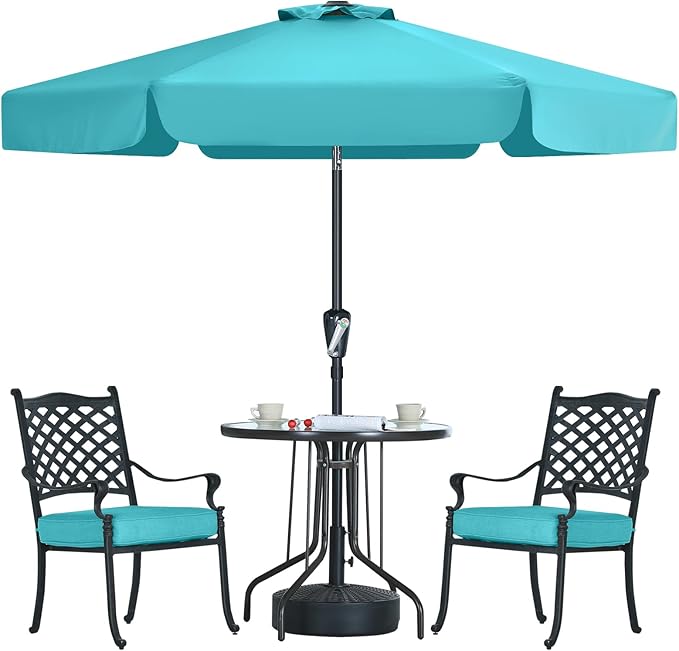 MASTERCANOPY 7.5ft Patio Umbrella with Valance, Crank and Tilt – 6 Ribs Outdoor Market Umbrella, UV/Fade Resistant, Waterproof Canopy with Wind Vent for Garden, Deck, Backyard, Pool (Turquoise)