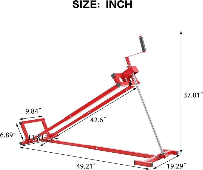 Foldable Lawn Mower Lift for Riding Tractors, Portable Lawn Mower Jack Lift Zero Turn & Telescoping Lawns Tractor Lifts with Adjustable Height/Manual or Power Handles, 880 LBS Capacity (Red 1)