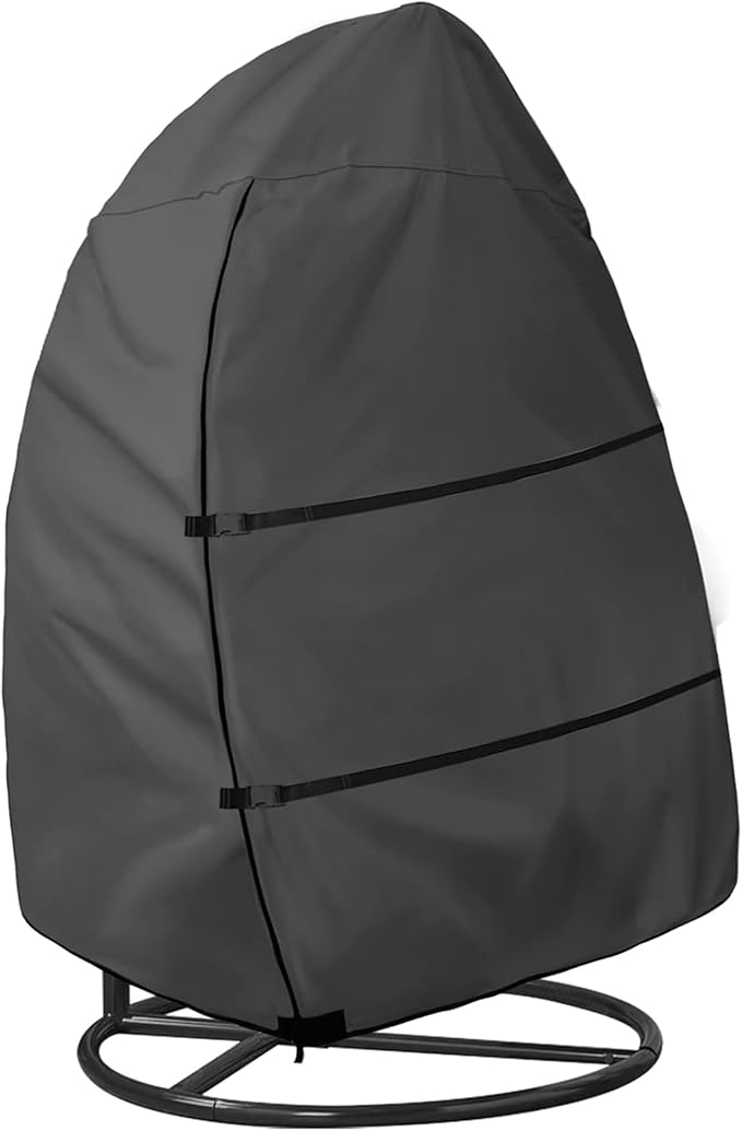ULTCOVER Patio Hanging Egg Chair Cover - Waterproof Outdoor Double Seat Swing Egg Chair with Stand Cover 66W x 43D x 68H inches, Black