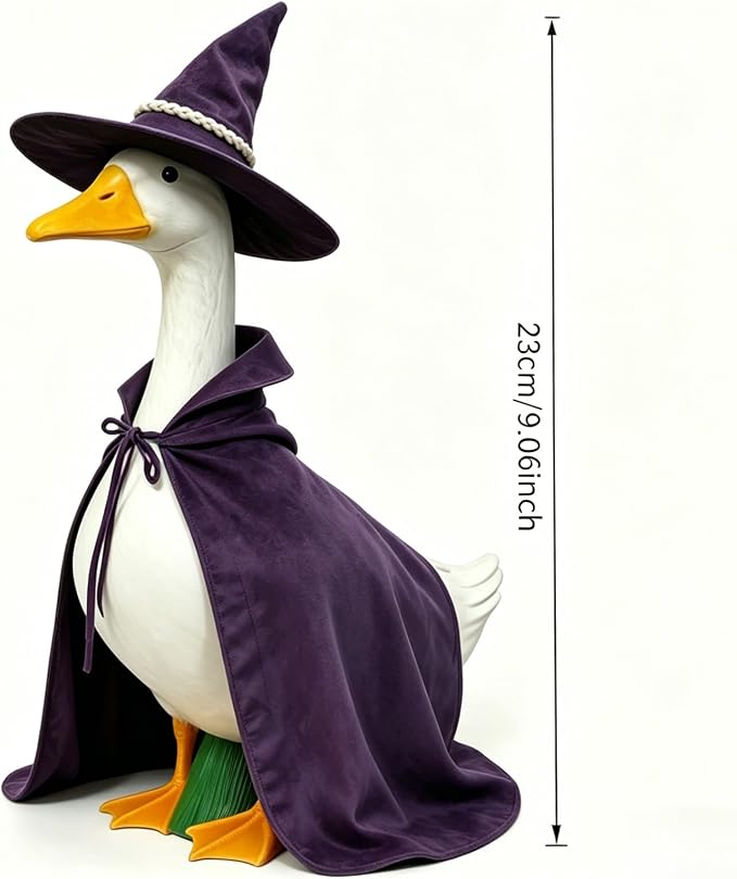 Mtsebmves Pumpkin Wizard Porch Goose Outfit Witch Geese Costume 23-Inch Porch Goose Dress for Yard Lawn Outdoor Garden Patio