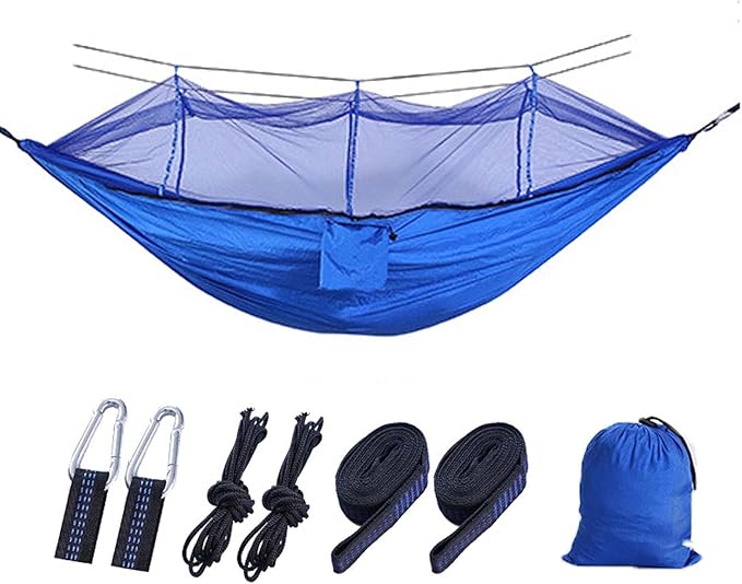 Double Hammock Swing, Portable Hammock with Mosquito Net, Camping Hammocks for Outside, Parachute Nylon Hammock, Heavy Duty Hammock, Double Tree Hammock