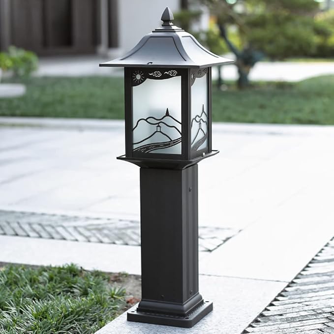 ANALYST Outdoor Waterproof Lawn Lights Glass Shade External Yard Lamps Vintage Garden Landscape Path Lights IP42 Outside Pathway Walkway Driveway Lighting Fixture H27.19in,Modern Wall Sconces