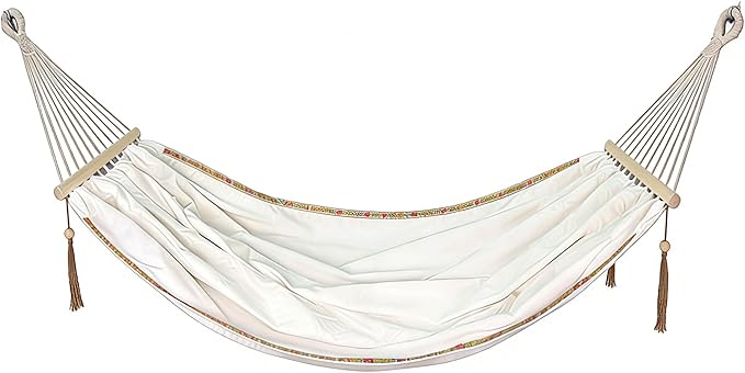 Hammock with Curved Spreader Bar, Protable Patio Hammock with Tassels, Hammock for Camping, Backyard, Balcony, Outdoor＆Indoor, Max 400LBS (59''*79'') (B)