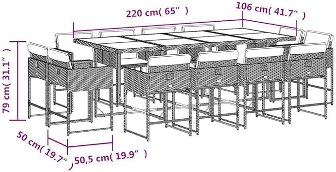 13 Piece Garden Dining Set Grey Poly Rattan Large Outdoor Furniture Set for Family Get-Togethers and Hosting Friends