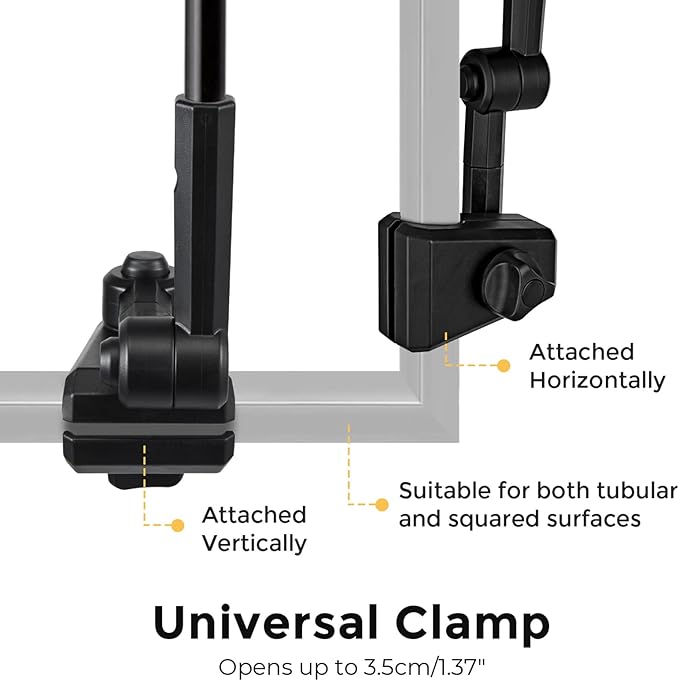 G4Free UPF 50+ Height Adjustable Chair Umbrella with Universal Clamp for Beach Chair, Golf Cart, Wheelchair, Stroller, Bleacher, Patio (Black)