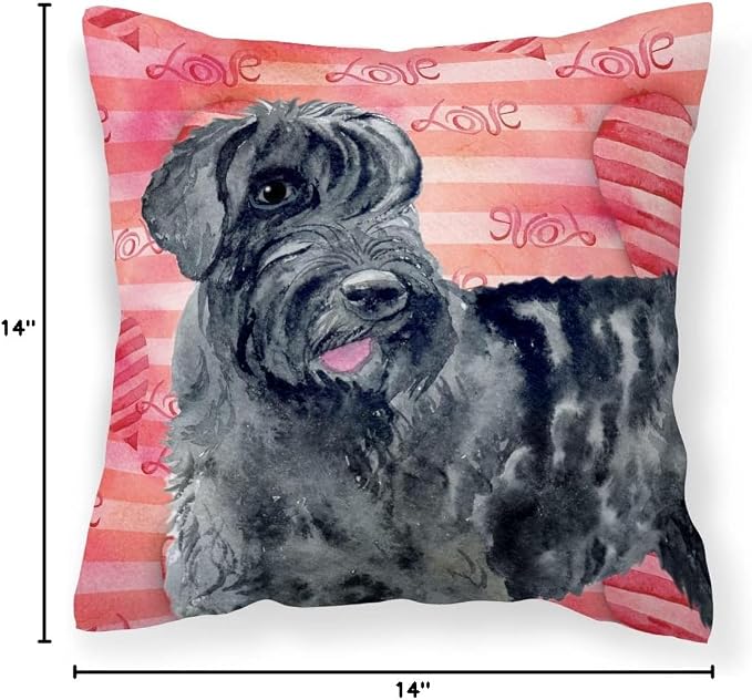 Caroline's Treasures BB9747PW1414 Giant Schnauzer Love Fabric Decorative Pillow, Red Machine Washable, Indoor Outdoor Decorative Pillow for Couch, Bed or Patio, 14Hx14W