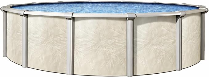 Lake Effect Pools 'Forever' 24 ft Round Above Ground Swimming Pool | 54 Inch Steel Side Walls | Kit Includes: 25 Gauge Overlap Liner & Widemouth Skimmer
