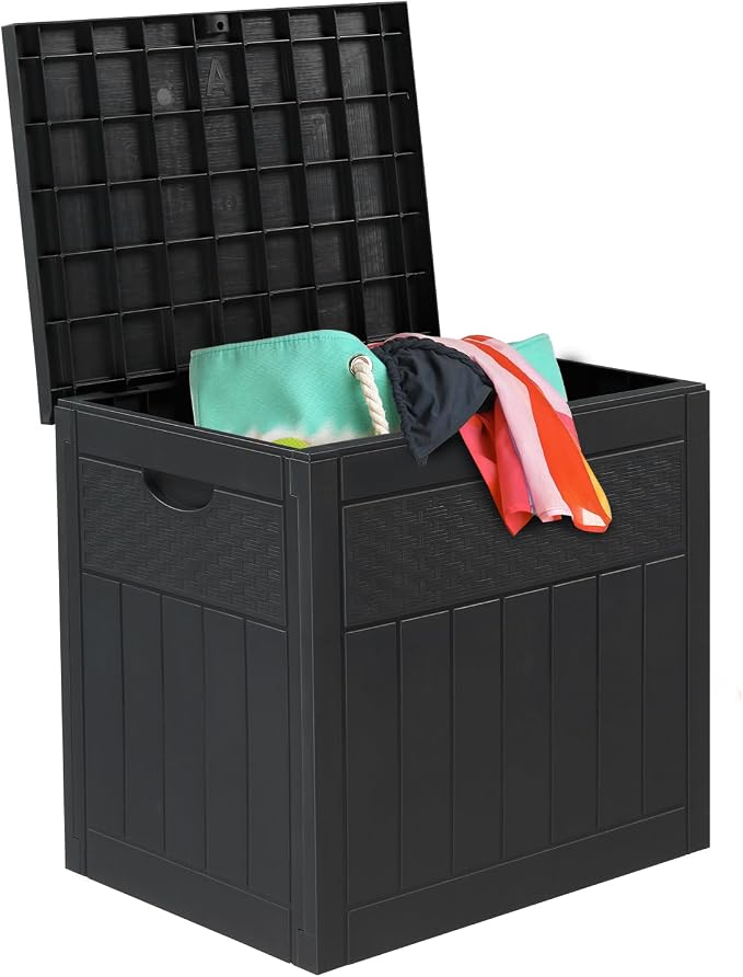 33 Gallon Plastic Deck Box Waterproof Outdoor Storage Box for Patio Furniture Pool Accessories Indoor Storage for Cushion Garden Tools