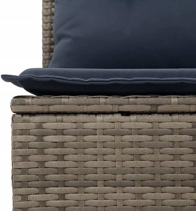 vidaXL Patio Sofa Set with Cushions 5 Piece, Outdoor Conversation Set, Sectional Sofa for Balcony Garden, Patio Furniture, Gray Poly Rattan