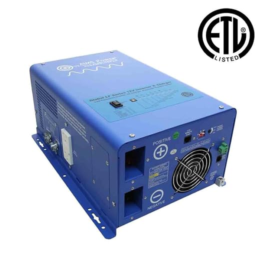 AIMS 3000W 12V Pure Sine Inverter Charger w Transfer Switch 120/240V ETL