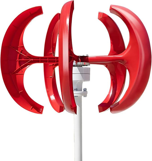 1000W Wind Turbine Generator, 12V/24V Vertical Wind Power Generator for Home Use with 5 Nylon Blades, Low Noise & High Efficiency Red