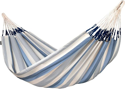 LA SIESTA Brisa Double Outdoor Hammock — Colombian-Made Polypropylene, UV & Weather Resistant, for Backyard & Patio - Sea Salt