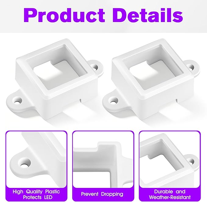 40 Pcs Light Clips for Govee Outdoor Lights (Non-Pro Version), Light Track System Mounting Brackets Compatible with Govee Permanent Outdoor Light Model H705, Lights Mounts with Screws - White