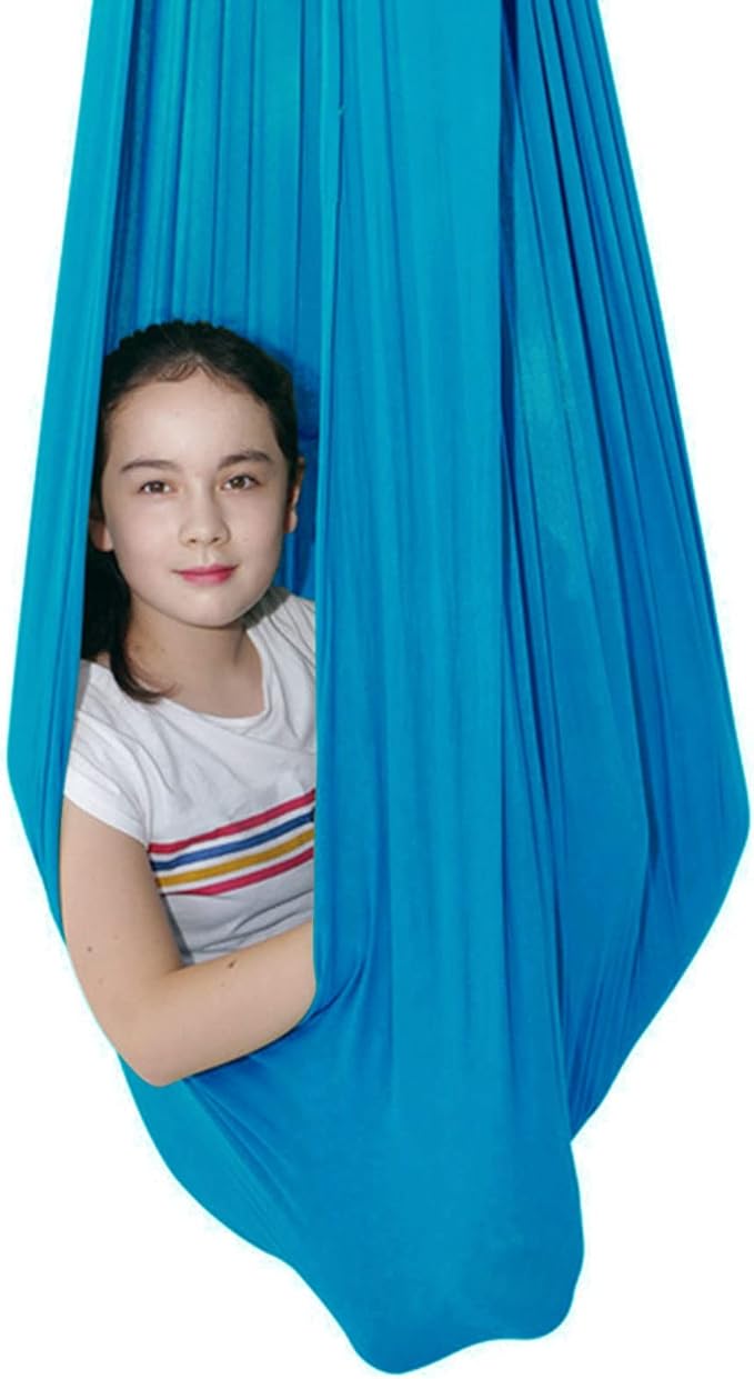 Sensory Swing for adults Indoor kids Therapy Swing Calming Snuggle Hammock durable soft strong fabric swing Best suited for children with SPD Autism and Asperger ( Color : Sky blue , Size : 1.5M x 2.8