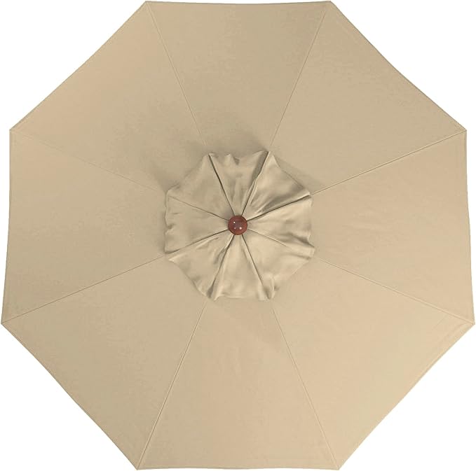 California Umbrella 9' Premium Commercial Hardwood Patio Umbrella, Manual Lift With Pacifica Beige Fabric