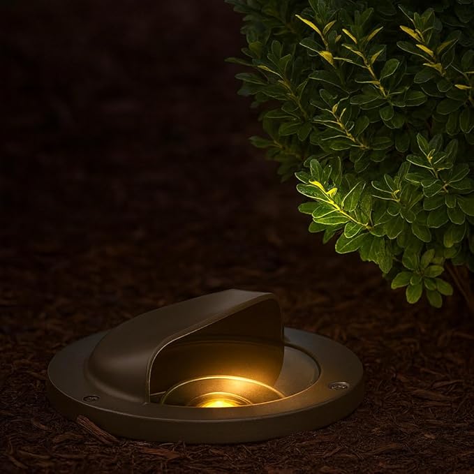 Hinkley Landscape Lighting Shielded Well Light – Highlights Important Landscape Features and Surfaces and Increases Home Security, Bronze Finish with Shield Cover to Protect Light, 15708BZ