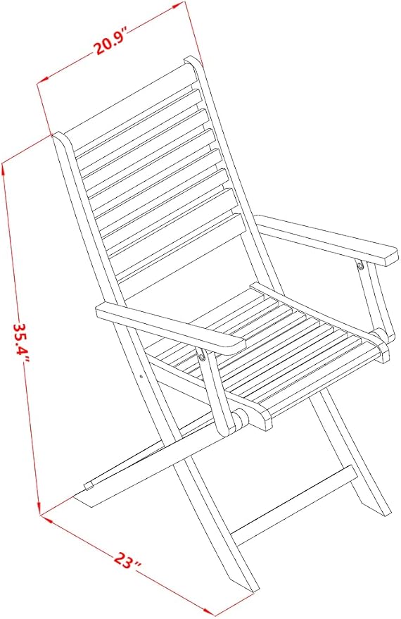 East West Furniture DEBS72CANA 7 Piece Patio Bistro Dining Set Consist of a Rectangle Outdoor Acacia Wood Table and 2 Folding Arm Chairs with 4 Side Chairs, 40x72 Inch, Natural Oil