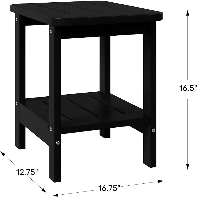 WestinTrends Aruba 2-Tier Outdoor HDPE Modern Adirondack Square Patio Side Table, Gray