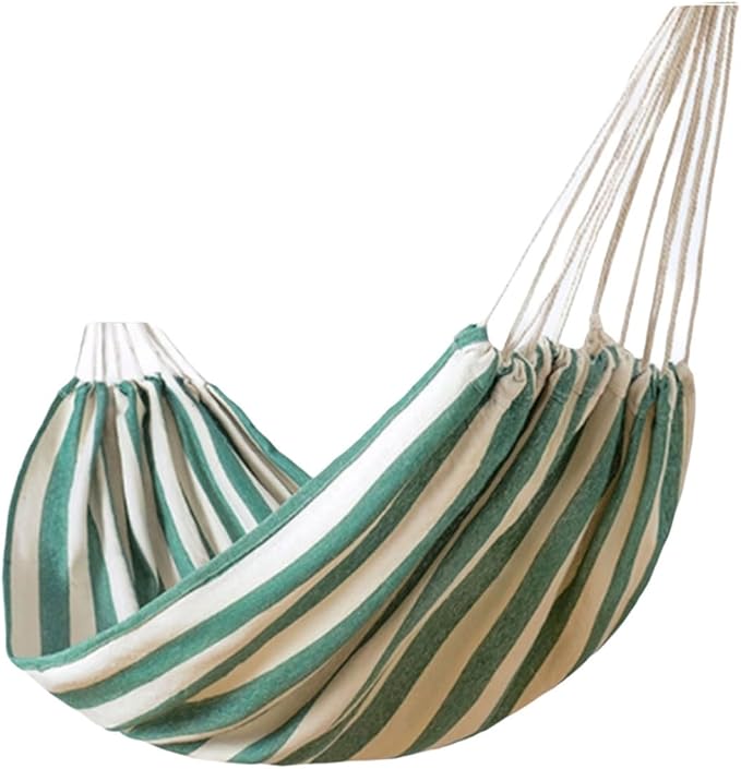 Portable Canvas Hammock Multipurpose Camping Indoor Dormitory Washable Portable Easy to Install Hammock Comfortable(Green)