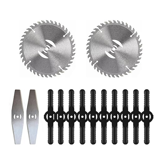 6" Weed Wacker Blade Sets, Brush Cutter Replacement Blades, with 2 Saw Blades, 2 Metal Blades, 10 Plastic Blades, Weed Cordless Eater Attachments