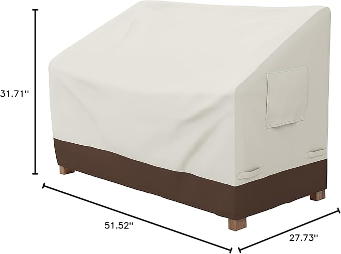 Amazon Basics 2 Seater Outdoor Couch Cover, Patio Furniture Cover, Waterproof, Anti-UV, Durable with Secure Straps, Protection for Loveseat, Beige/Tan