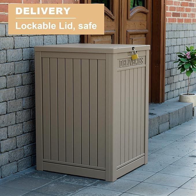 EasyUp Package Delivery Box Outdoor with Lockable Secure Waterproof & UV-Resistant,Anti-Theft Parcel Large Double Wall Resin Outdoor Package Delivery for Porches, Patios,Curbside